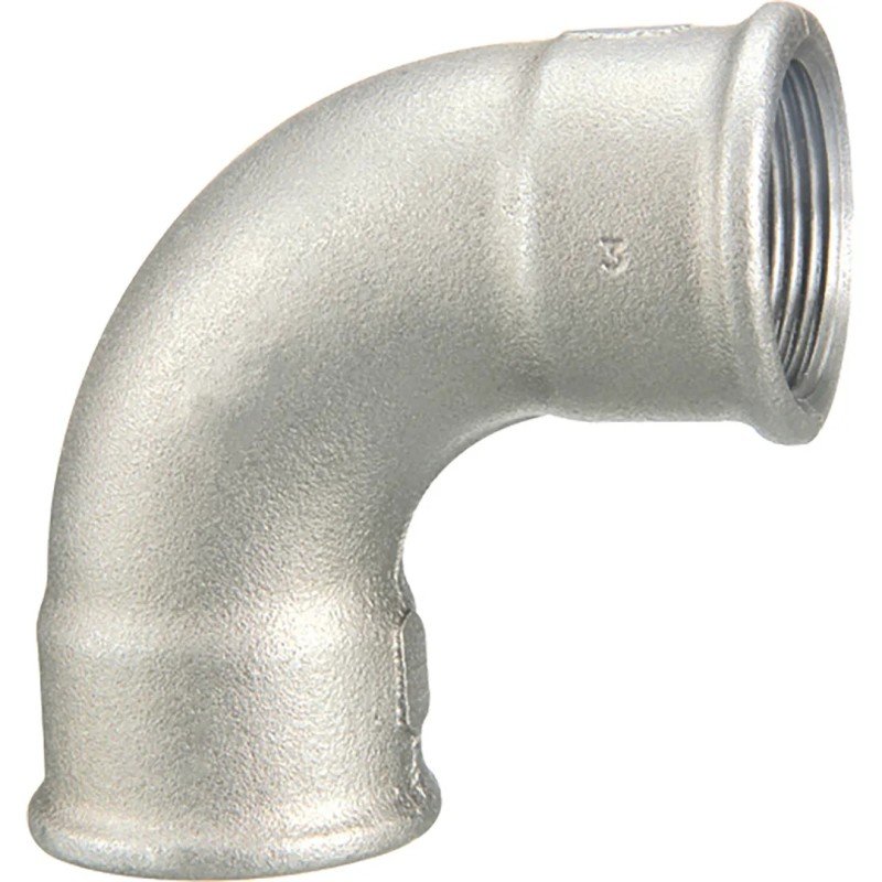 Raccord fonte malléable galvanisé courbe grand rayon 90° femelle femelle pour tube acier carbone