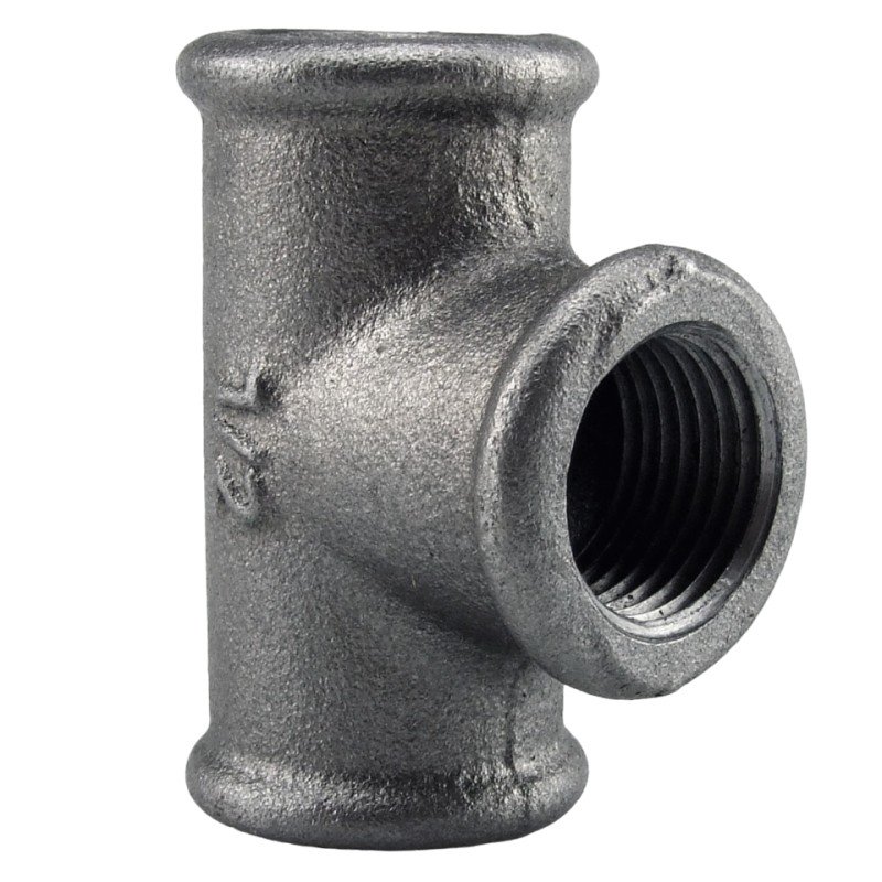 Té fonte malléable noire égal femelle pour tube acier carbone