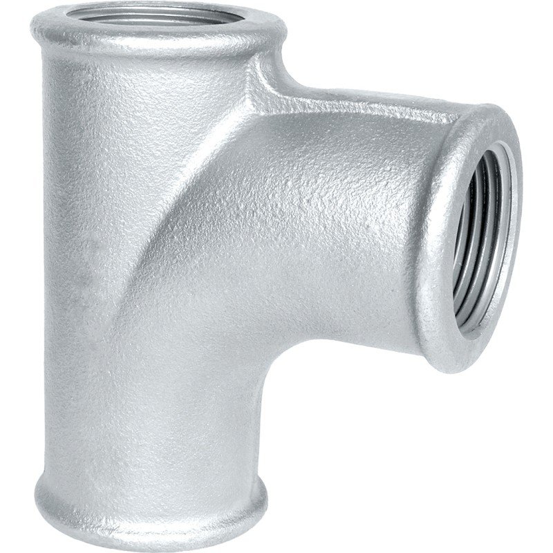 Té fonte malléable galvanisé femelle à embranchement cintré pour tube acier carbone