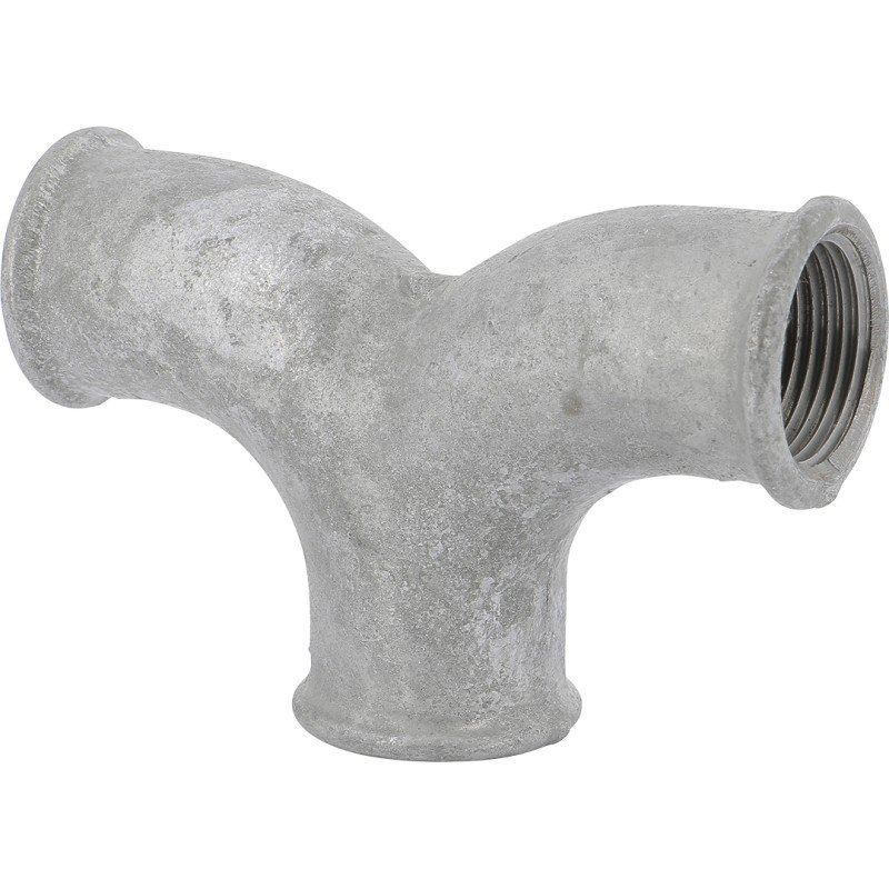 Té fonte malléable galvanisé femelle à deux embranchements cintrés pour tube acier carbone
