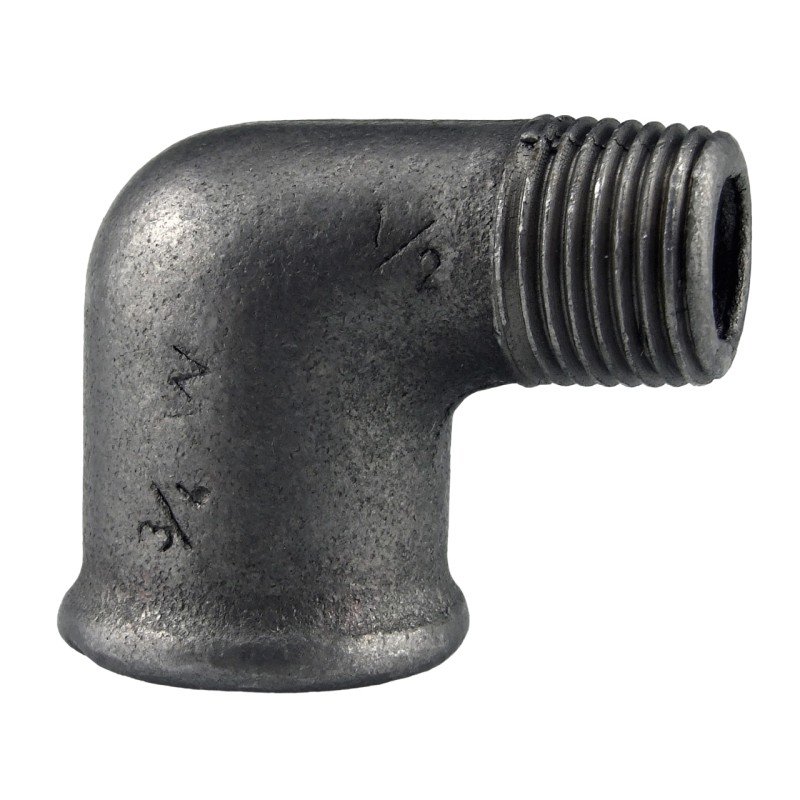Raccord fonte malléable noir coude 90° réduit femelle mâle pour tube acier carbone