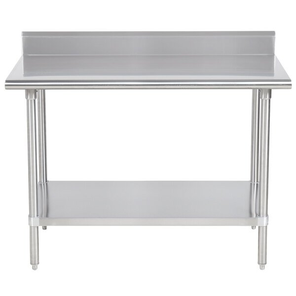 Advance Tabco 109KSS304 Table de Travail Professionnelle en Acier Inoxydable 304 – 122 × 76 cm (30" x 48") – 14 Gauge – Étagère Inférieure Réglable – Dosseret 12,7 cm – KSS-304