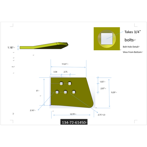 134-72-61450 | Komatsu End Bits-HOT CUPPED