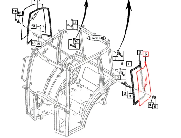 Mahindra Tractor LH Left Rear Corner Glass