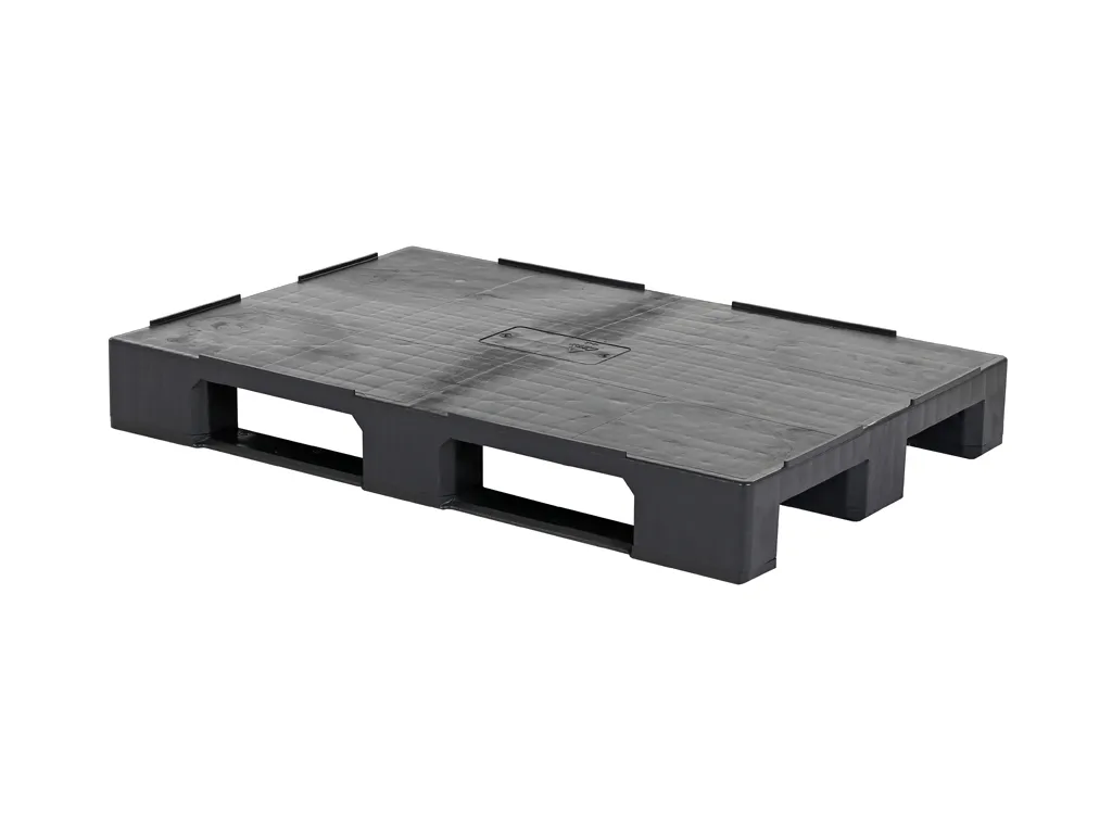 Palette d’exportation / Europalette 1208HB3 - 1200 x 800 mm - 3 semelles de palette longitudinales - avec rebord de 5 mm - plateau de palette ajouré - régénéré standard - noir
