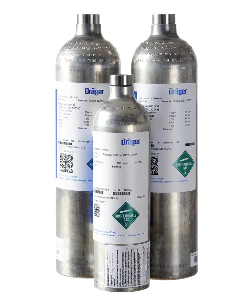 Gaz de test Dräger, 60 litres, oxygène (O2), 18 Vol.-%