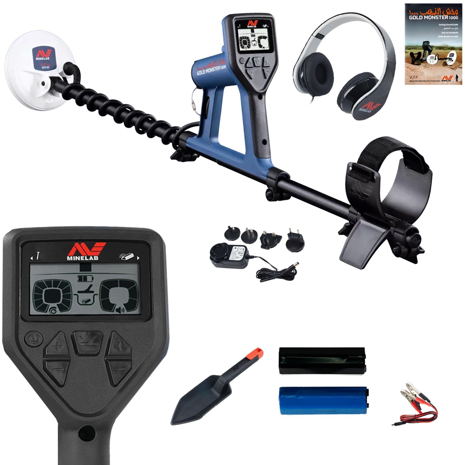 Détecteur d’Or et de Métaux Haute Performance 45 kHz – Écran LCD – Disque Double-D 5" – MINELAB GOLD MONSTER 1000