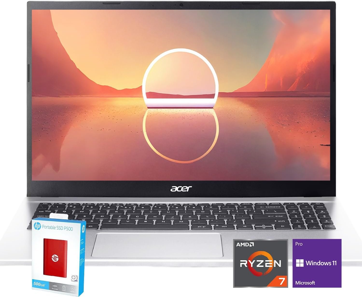 Acer Ordinateur Portable Aspire 3 | Écran FHD 15,6" (1920 x 1080), 8 cœurs, 32 Go de RAM | SSD 1,5 To