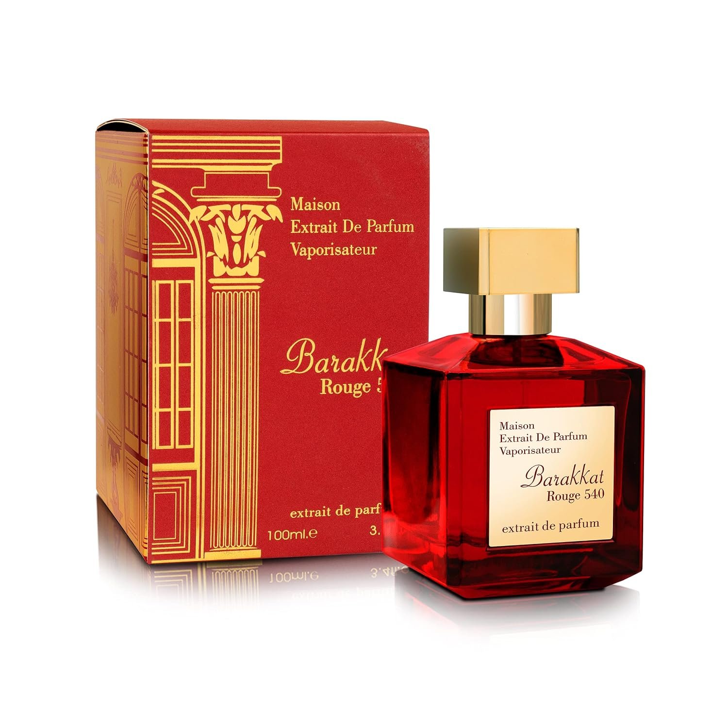 Fragrance World Barakkat Rouge 540 – Eau de Parfum Femme 100 ml / 3.4 oz – Fragrance Florale & Boisée aux Accords de Oud Laotien, Rose Bulgare et Rose Turque – Spray