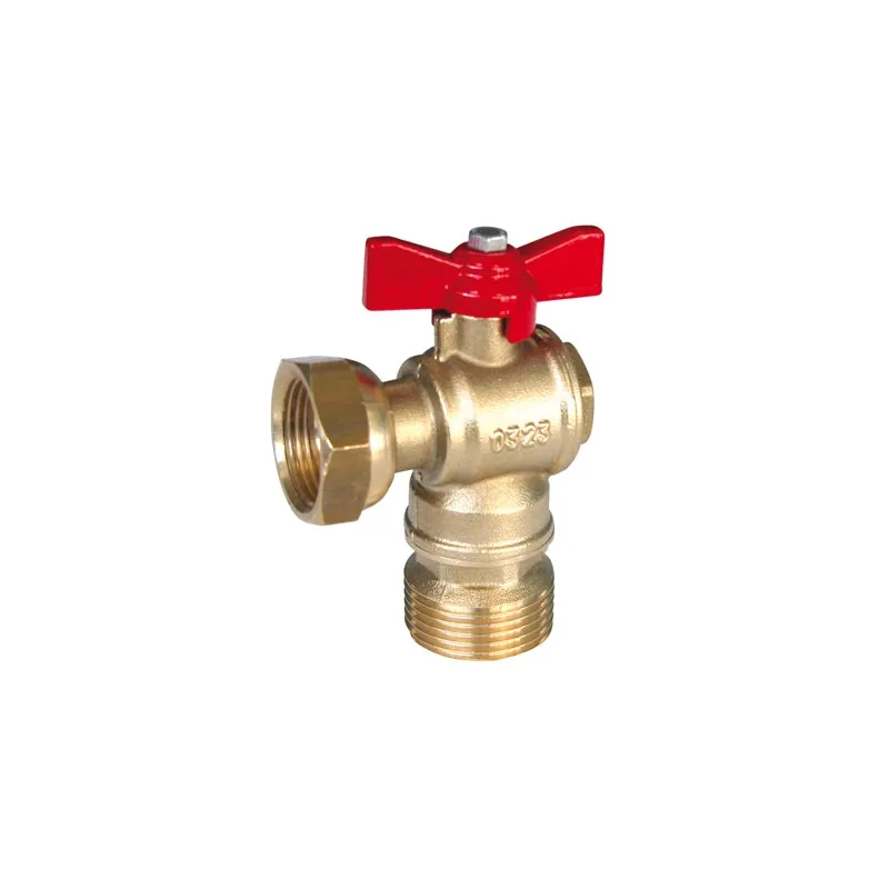 Vanne à sphère laiton à écrou tournant - mâle équerre manette laiton rouge