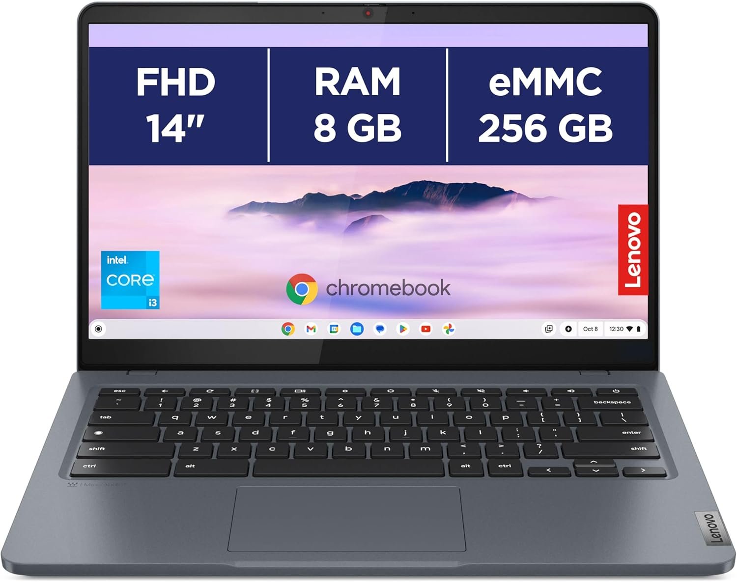 Lenovo Chromebook Plus IdeaPad Slim 3 14IAN8 avec Google AI (Intel Core i3-N305, RAM 8 Go, eMMC 256Go)