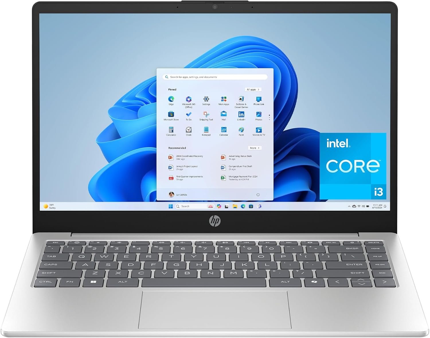 Ordinateur portable HP 14 pouces | Écran HD | Processeur Intel Core i3-N305 | 8 Go de RAM | SSD 256 Go,Windows 11 Famille en mode S