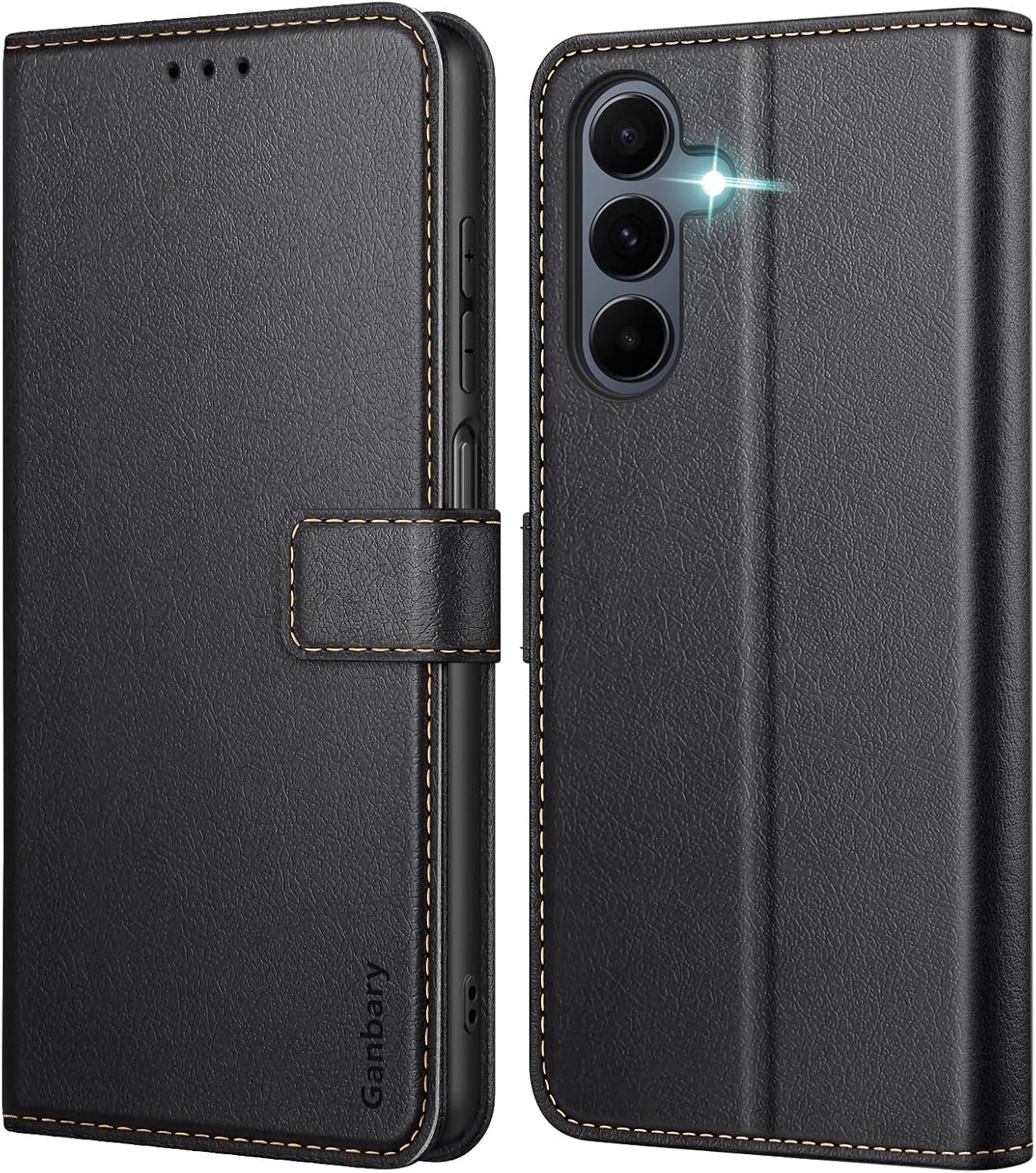 Ganbary Coque pour Samsung Galaxy A16 4G/5G, [Housse en Cuir PU Premium] [Etui à Rabat]  Noir