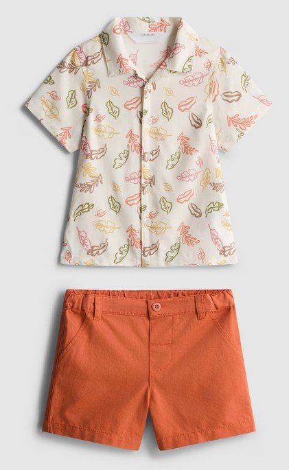 0–36 mois Ensemble Chemise Imprimée et Short Chino