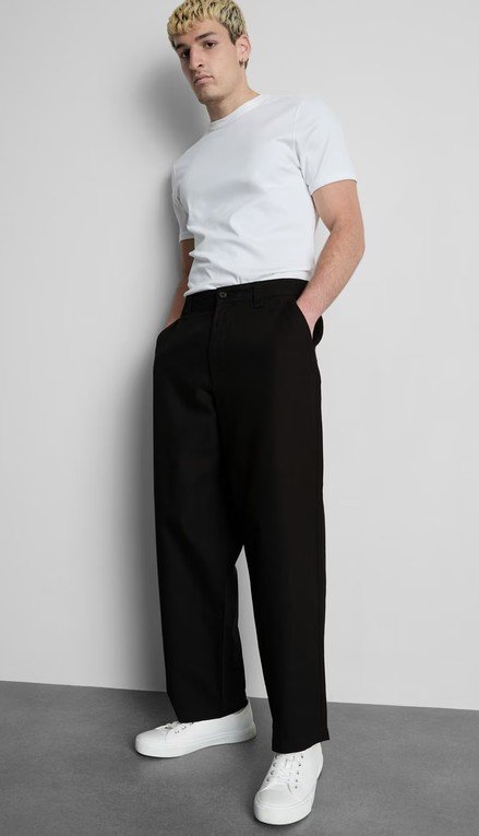 Pantalon Chino Baggy à Taille Mi-haute