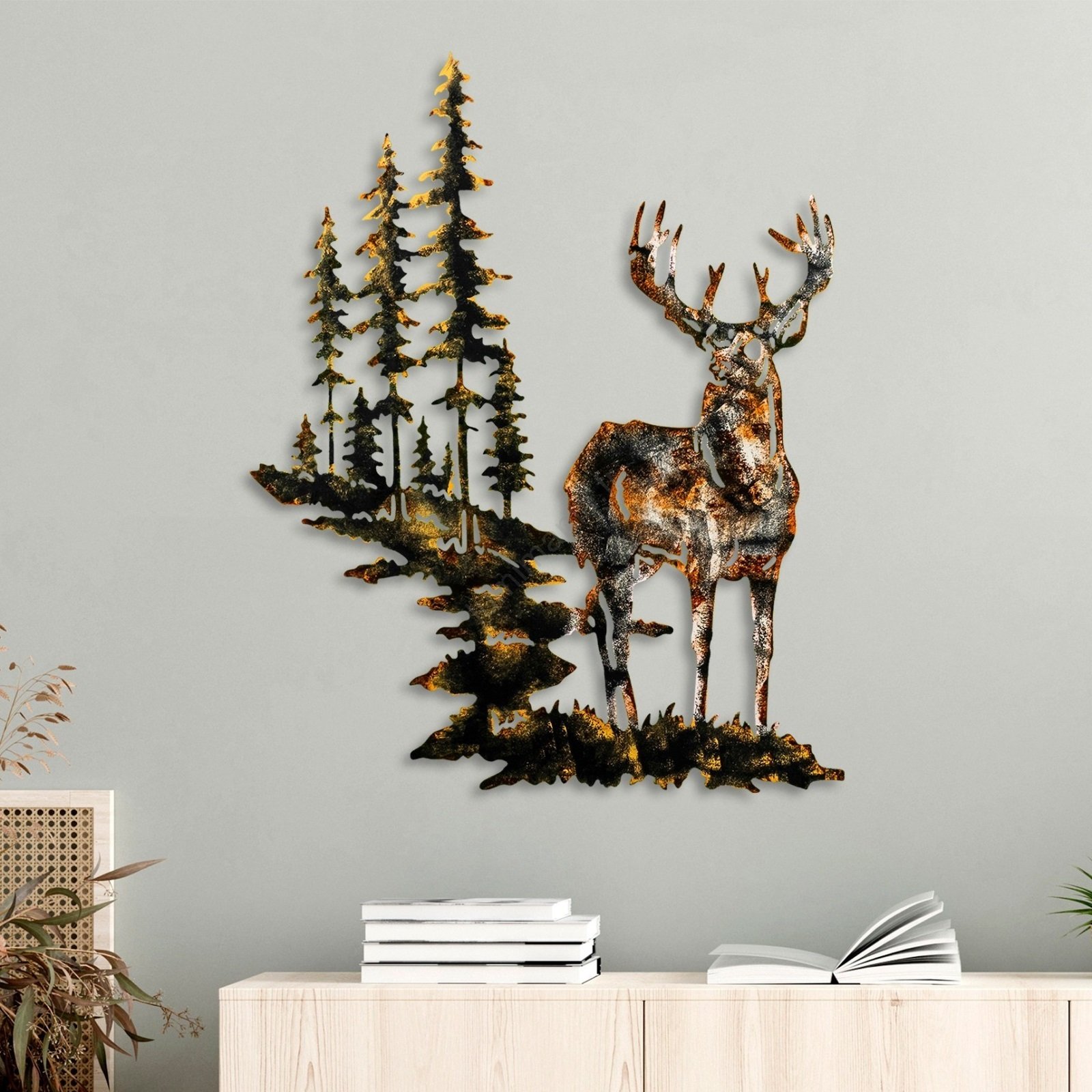 Décoration murale 65x79 cm cerf métal