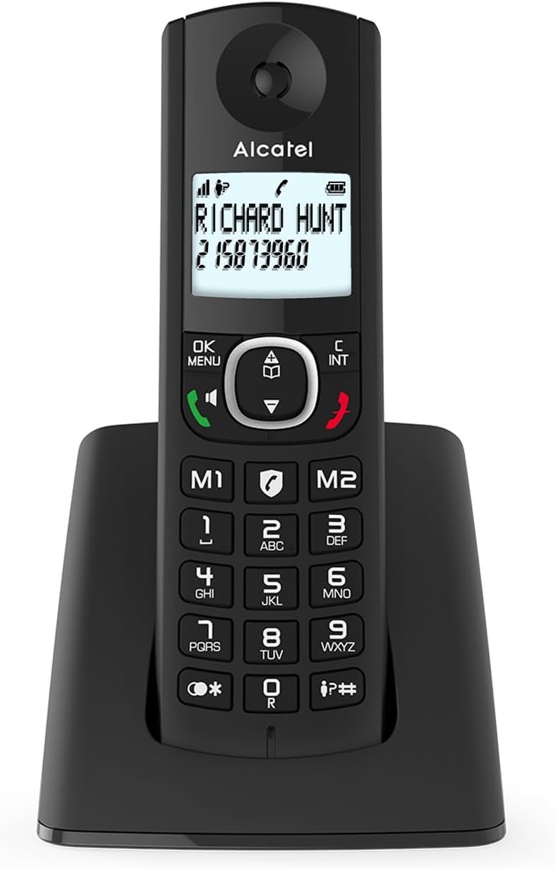 ALCATEL F530 - Téléphone Fixe Sans Fil DECT - Grand Écran Rétroéclairé - Mains Libres - Fonction Blocage Des Appels - 2 Touches De Mémoires Directes