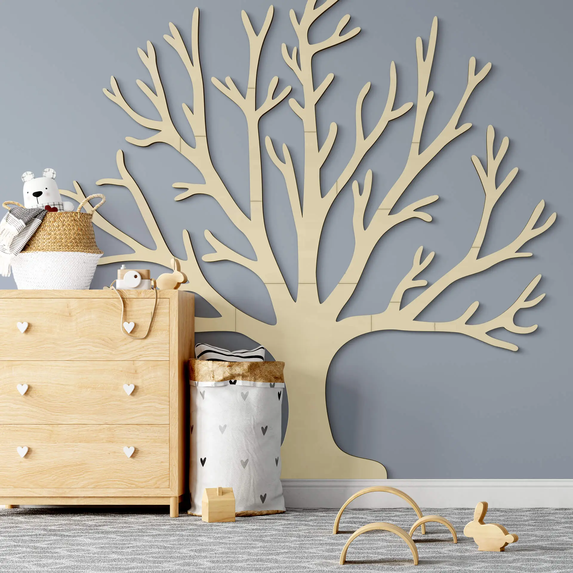 Décoration en bois - Arbre de vie XXL (19 pièces) - Placage de peuplier - 180x180 cm