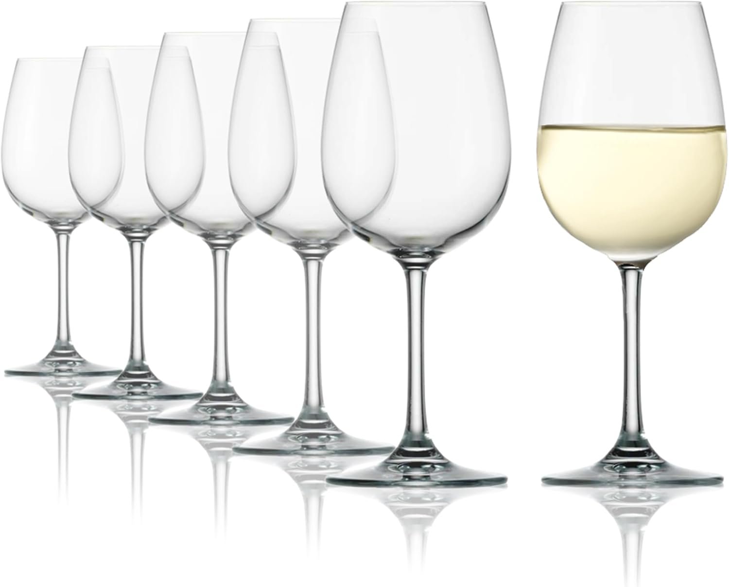 Verres à Vin Blanc Weinland Lot de 6, 350 ml – Verres à Vin Idéal pour Grands Vins Blancs & Rouges Moyens – Verre à Vin Blanc Élégant en Cristal – Lavable au Lave-Vaisselle