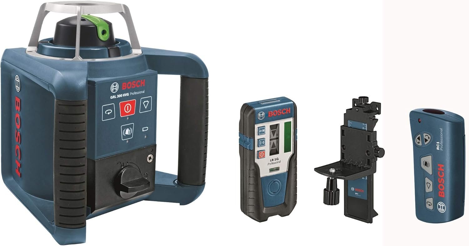 Laser Rotatif GRL 300 HVG (Faisceau Vert, Cellule de Réception LR 1 G, Portée : jusqu'à 300 m (Diamètre), dans Coffret de Transport)