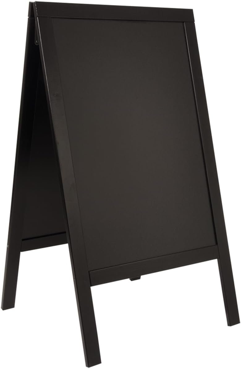 Tableau sur Pied en Bois "Woody" - Noir | Pour Restaurant, Bar, Café Boutique - Noir - 69 x 120 cm - Noir - Ardoise Pour Marqueur à Craie Liquide