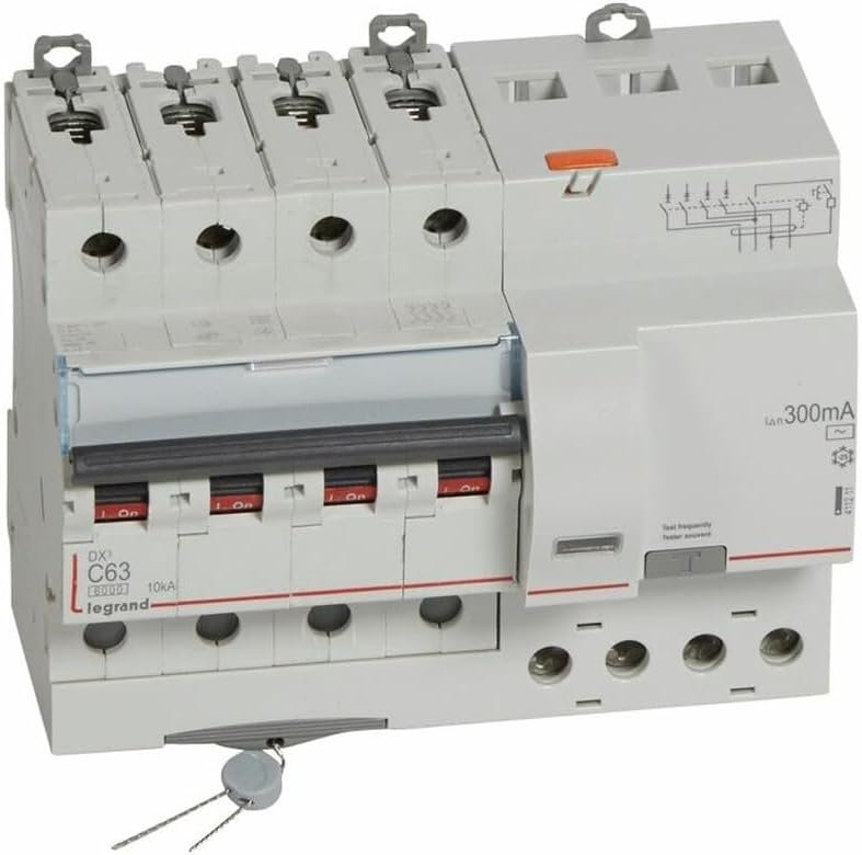 Disjoncteur différentiel tétrapolaire 63A 300mA type AC - DX³6000 10kA 4P