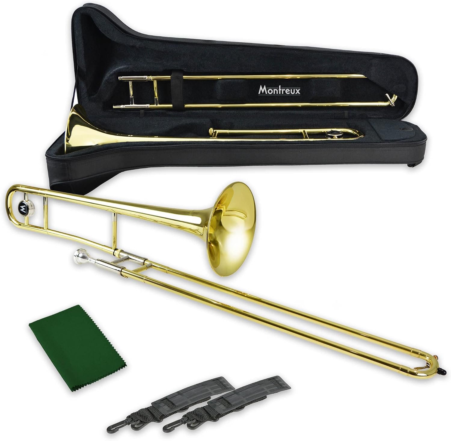 Montreux Student Sib Trombone pour débutants avec étui de protection léger, Embouchure 12C - Laiton laqué, Pavillon 8 pouces / 20 cm, Si bémol