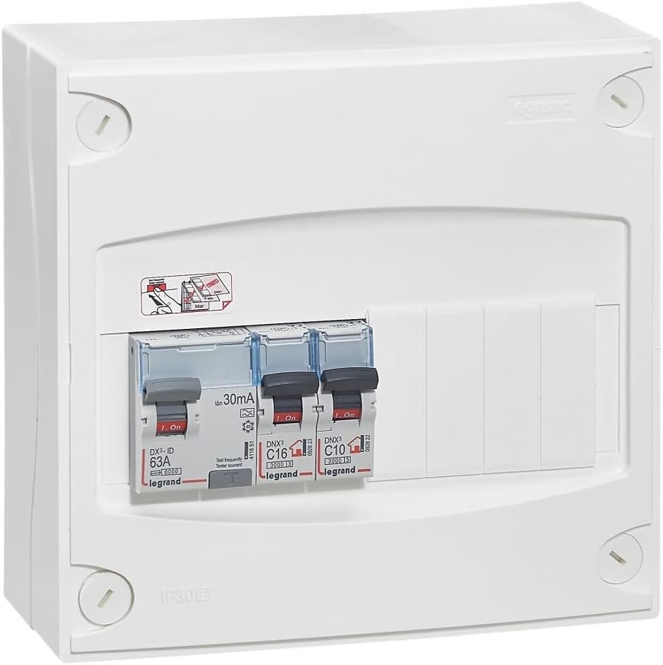 Tableau Électrique Pré-équipé 1 Rangée Drivia - Equipé de Disjoncteurs + 1 Interrupteur Différentiel 30mA - Spécial Extension Chambre