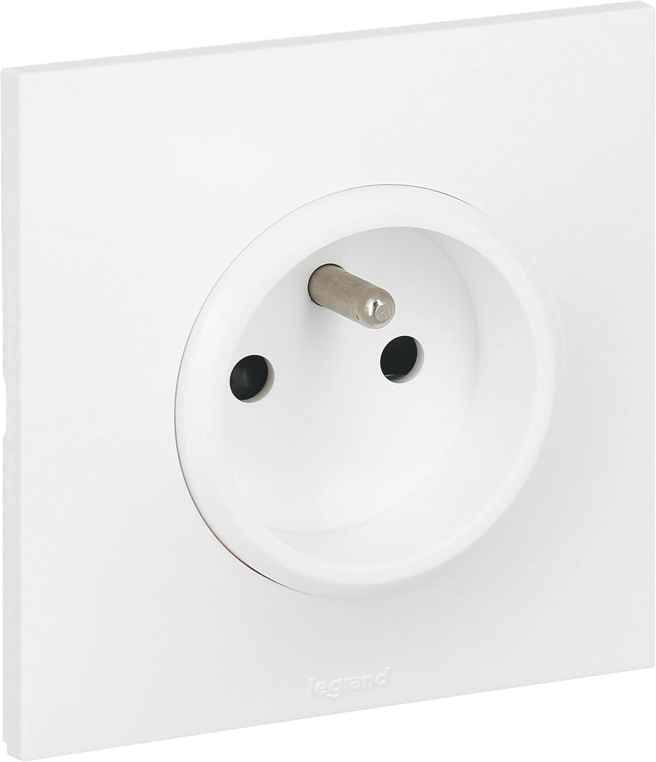 Prise Electrique Murale avec Terre Neptune - Prise 2P+T Monobloc - Fixation à Griffes/Vis - Blanc