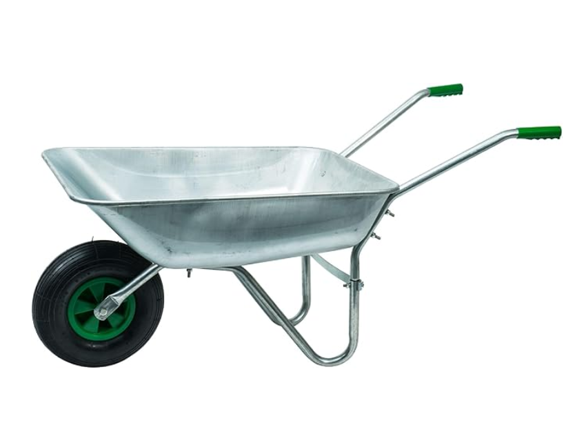 Brouette en Acier Galvanisé avec Roue Gonflée