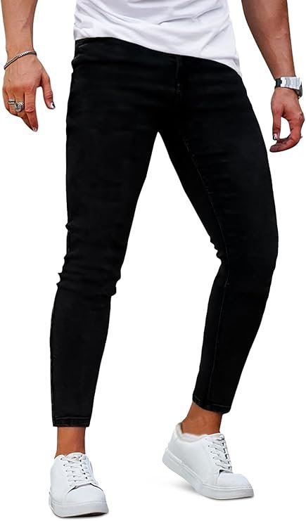 GINGTTO Jeans Homme Pantalon Skinny Élastique Slim Fit Extensible Tapered Denim Pants
