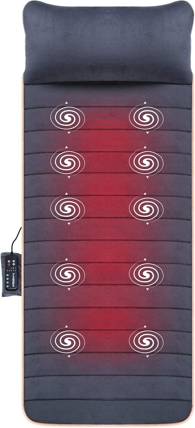 Matelas Massant Chauffant avec 10 Moteurs Vibrants