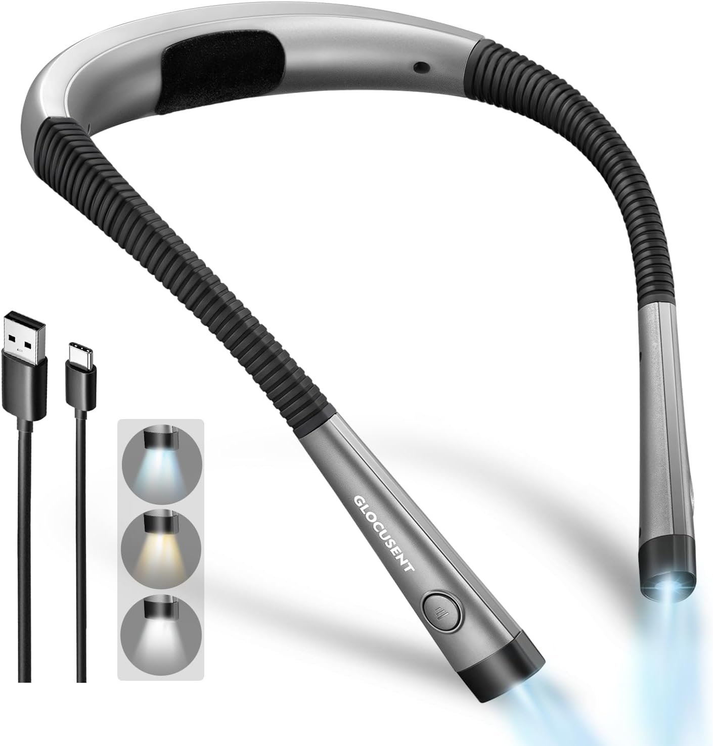 Lampe de Lecture de Cou Rechargeable 80H, 6 Luminosité 3 Couleurs