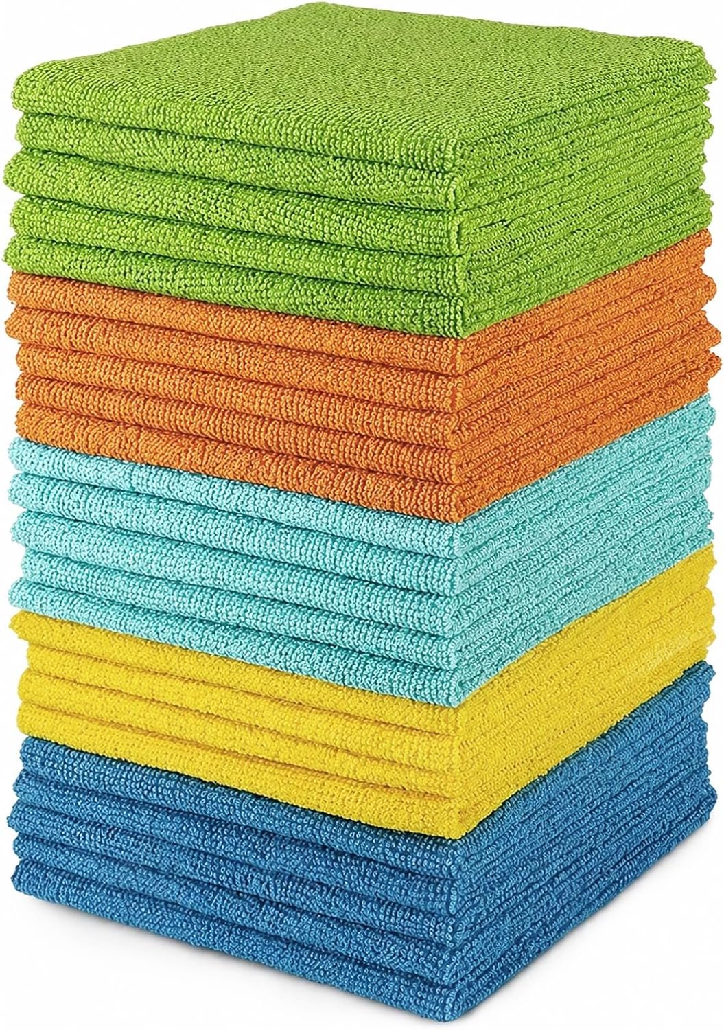Lot de 24 Chiffons de Nettoyage en Microfibre, Torchons Lavette Microfibre Ménage Plus Doux, Plus Absorbants, Non Pelucheux, pour Maison, Cuisine, Voiture, Cenêtres e Vitre 30 x 30cm