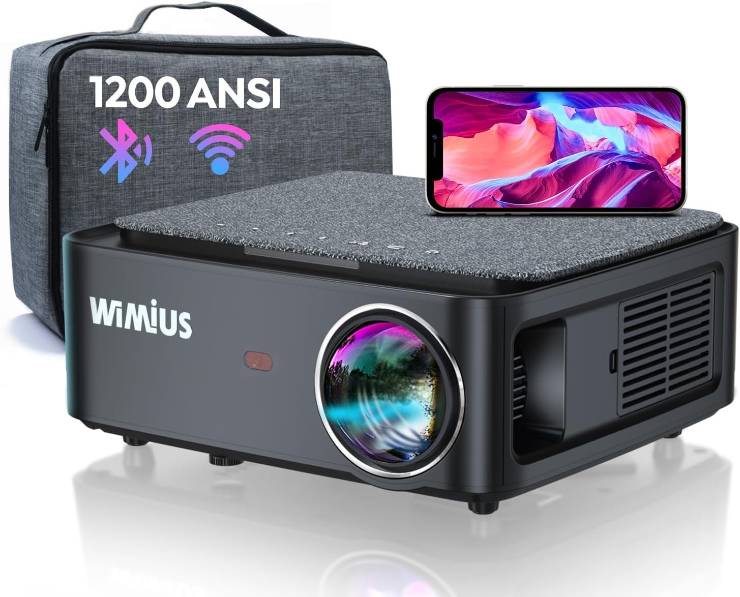 Vidéoprojecteur 4K WiFi Bluetooth, 35000 Lumen Full HD 1080P RetroProjecteur, WiMiUS Portable Projecteur 4K Supporté Zoom 50% Home Cinéma/Extérieur pour Phone