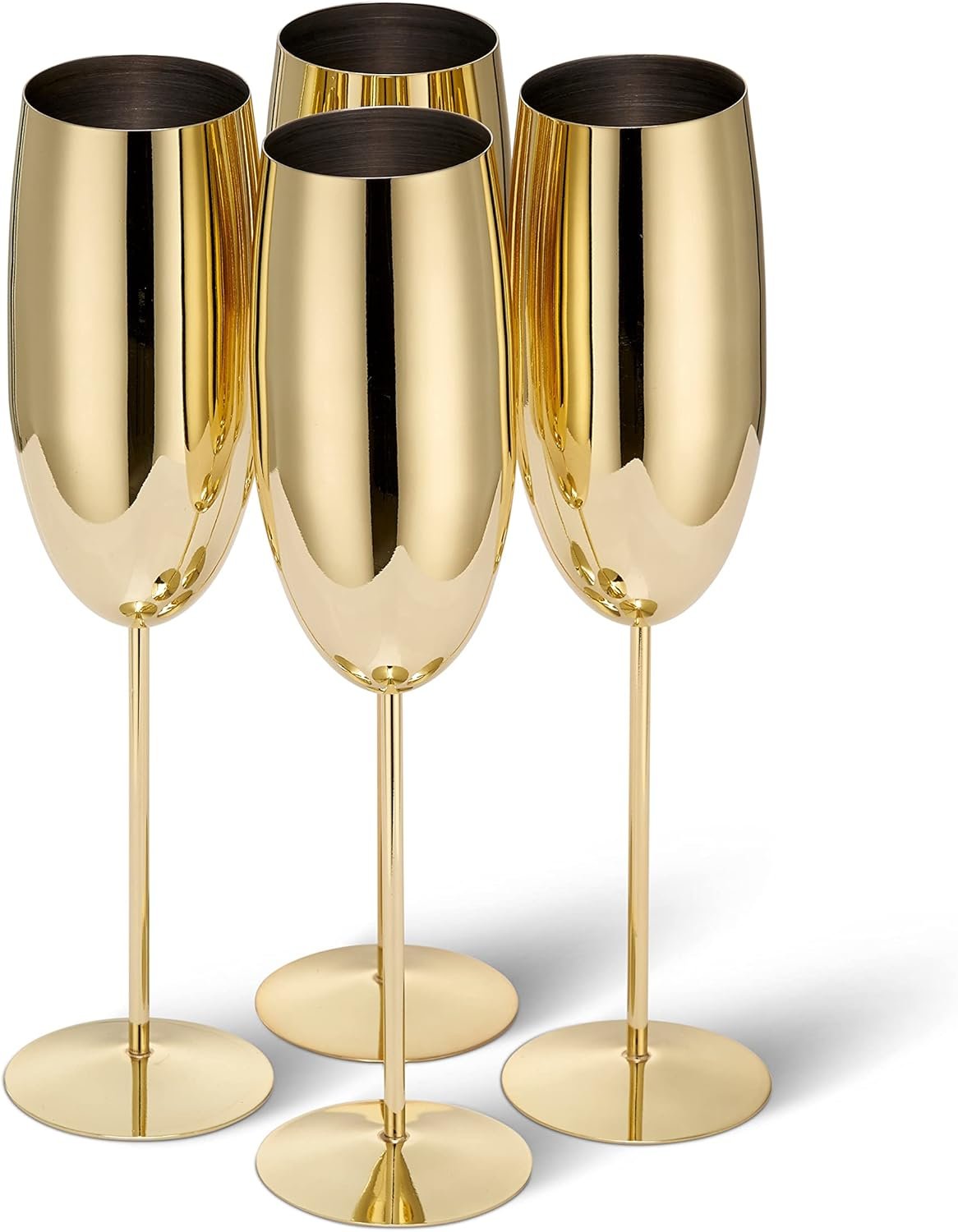 4 Élégantes Flûtes À Champagne En Acier Inoxydable, 285 Ml - Set De Verres Incassables Pour Noël Et Le Nouvel An