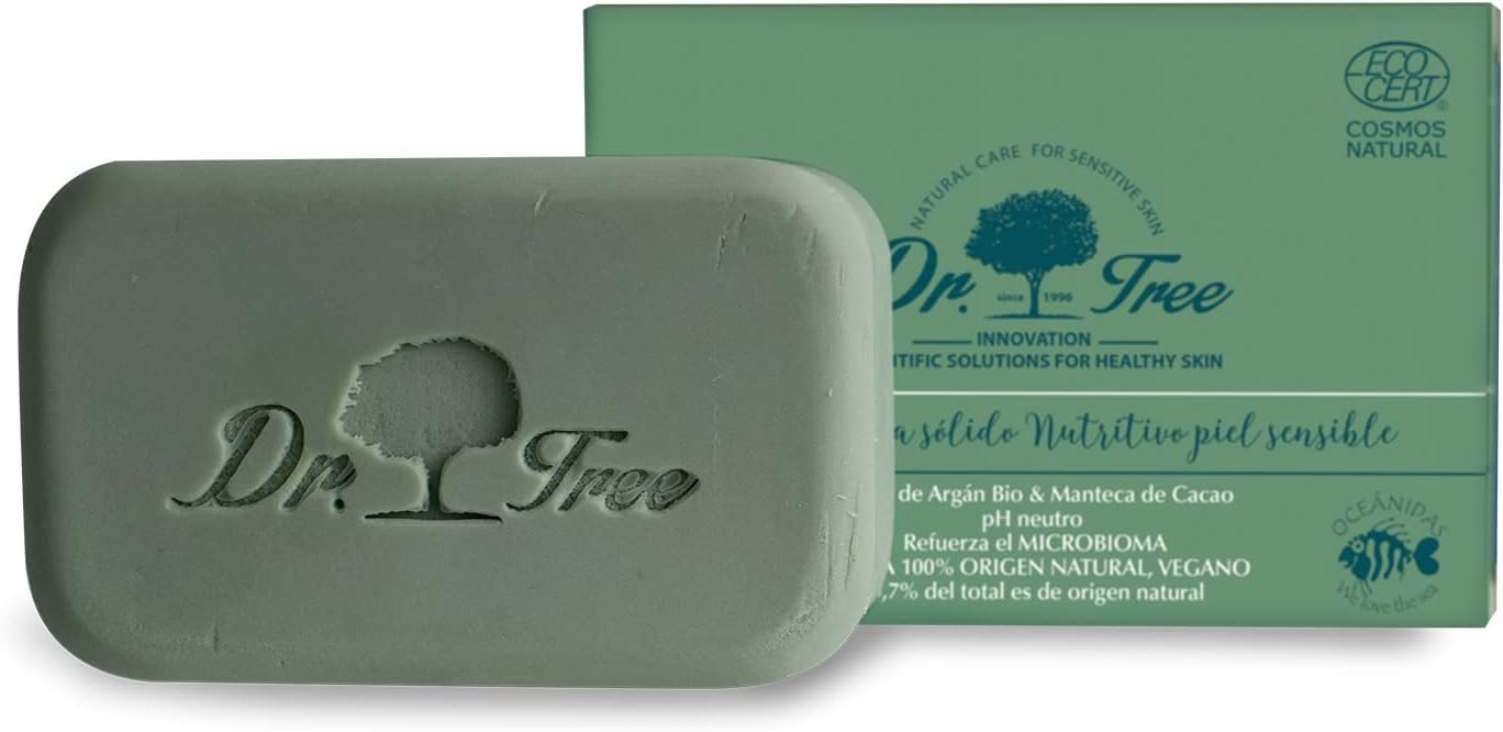 Spécial Peau Sensible, Renforce le Microbiome, ECOCERT. 99, 7pourcent Ingrédients Naturels, Huile d’Argan et Beurre de Cacao, Végétalien Sans Plastique, 120gr