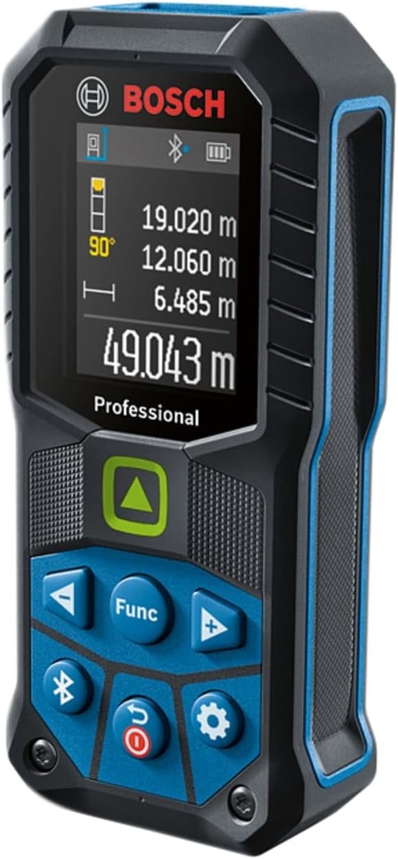 Télémètre laser GLM 50-27 CG (laser vert, portée : jusqu’à 50 m, batterie li-ion 3,7 V, câble USB, robuste, IP65, transfert de données Bluetooth, dragonne, housse)