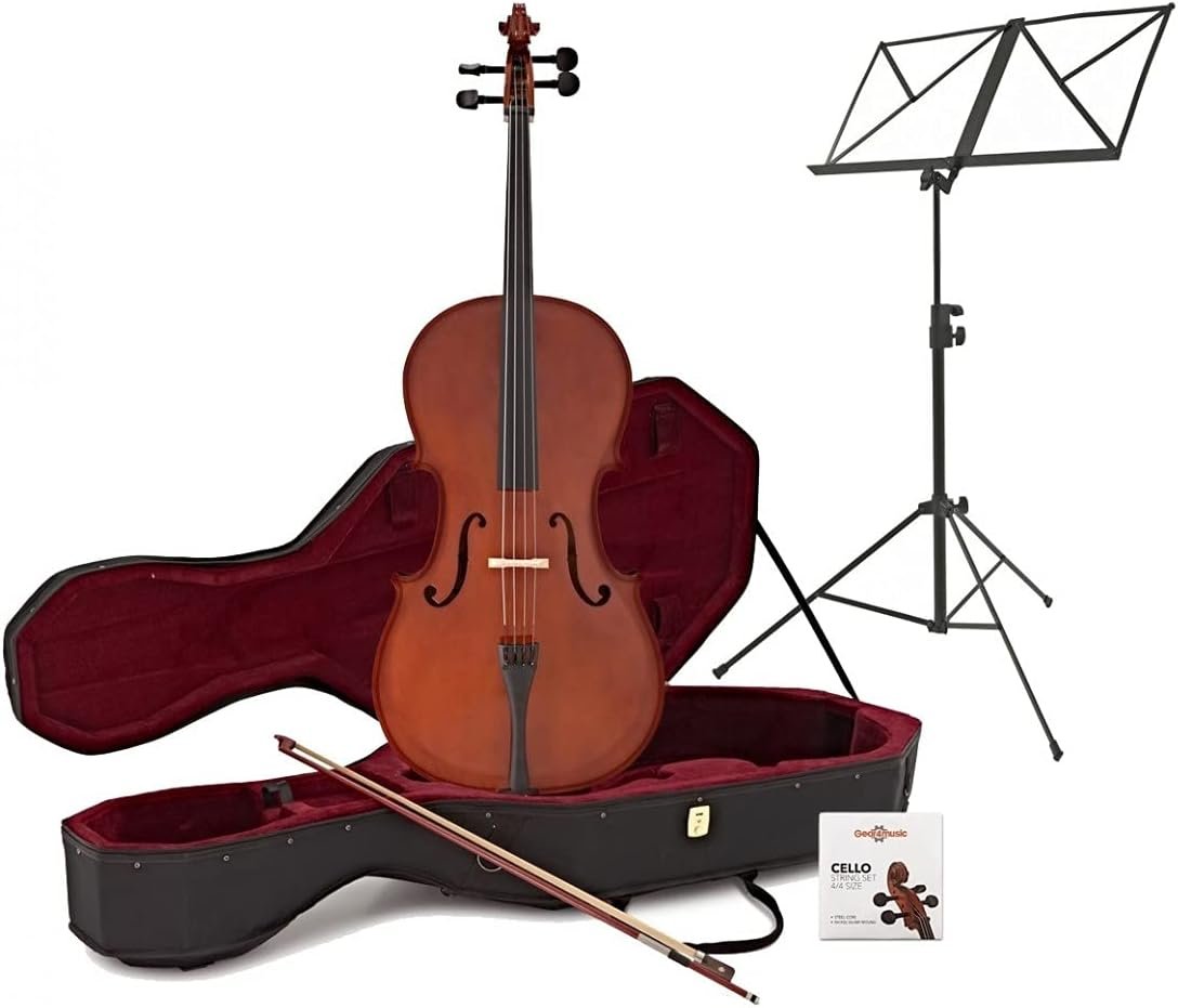 Violoncelle 4/4 pour débutant(e) s Gear4music avec étui, archet et pied
