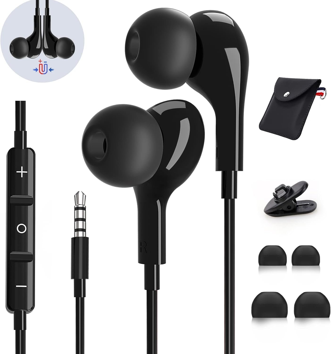 Ecouteurs Filaire 3,5 mm Ecouteurs Intra-Auriculaires avec Microphone HD | Anti-Bruit Casque Filaire, Deep Bass,Jack 3.5mm, pour Samsung, iphone et la Plupart des Appareils 3,5 mm