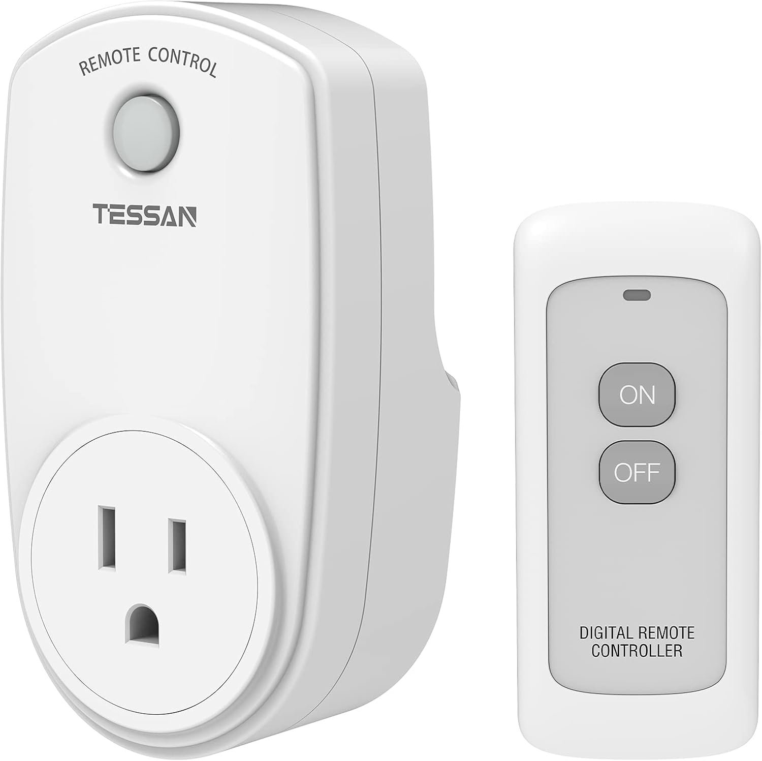 Prise de contrôle à distance, commutateur de prise électrique sans fil TESSAN pour les lumières, les lampes, les ventilateurs, 100ft RF Gamme, 1200W