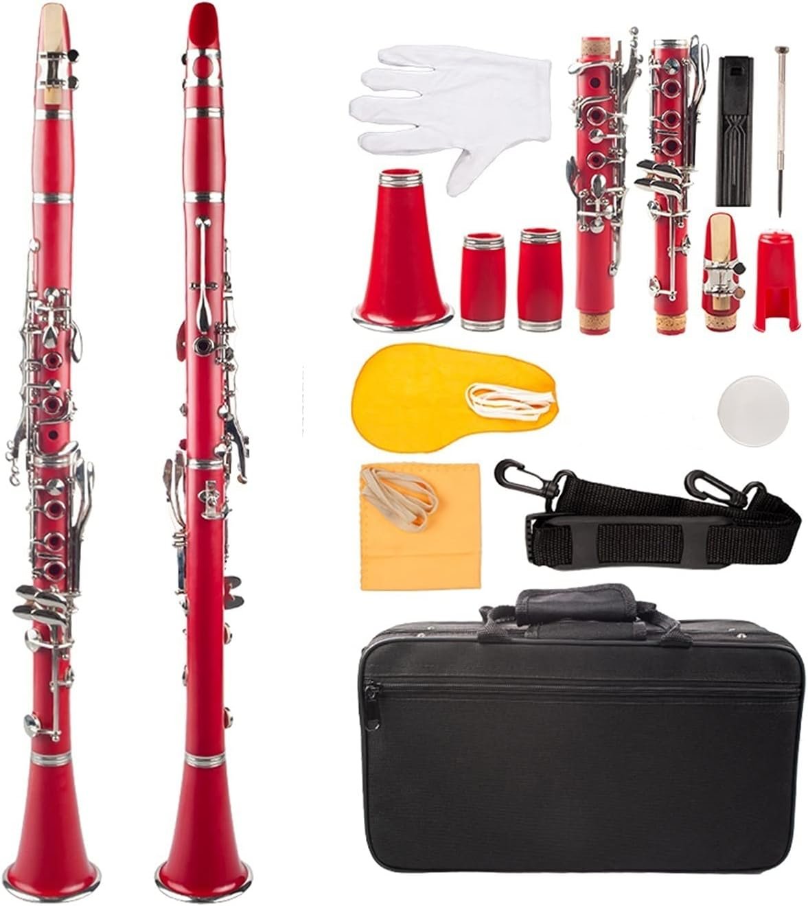 Ensemble de Clarinette Clarinette SIB Professionnelle ABS Clarinette Cupronickel Plaqué Nickel Kit 17 Touches W