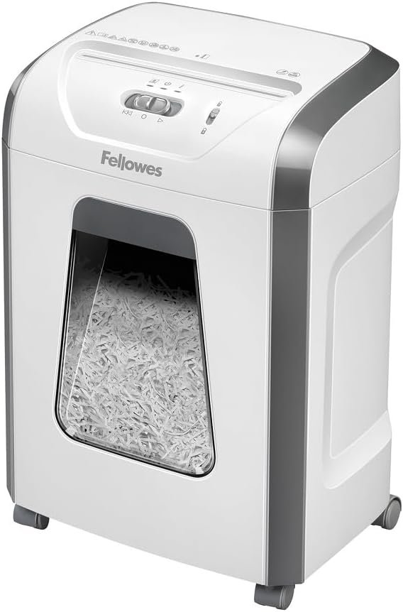 Destructeur de Documents Personnel Powershred FS-12C, destructeur de Papier agrafes, Trombones Carte de crédit, Coupe croisée, Corbeille 19L, 12 Feuilles,
