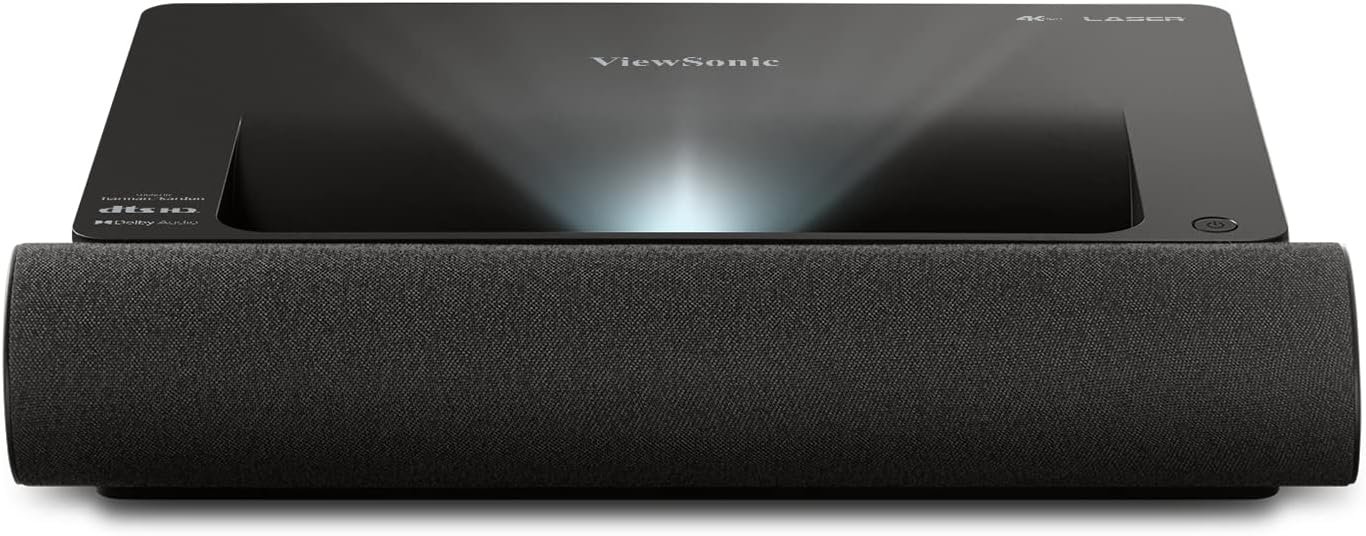 ViewSonic X2000B-4K Vidéoprojecteur Ultra Courte Focale, 2000 Lumens ANSI, Vidéoprojecteur 4K UHD, Image 100” à 23 cm, HDR10, 20 000 h, Audio Harman Kardon Dolby/DTS, Wi-Fi, Bluetooth