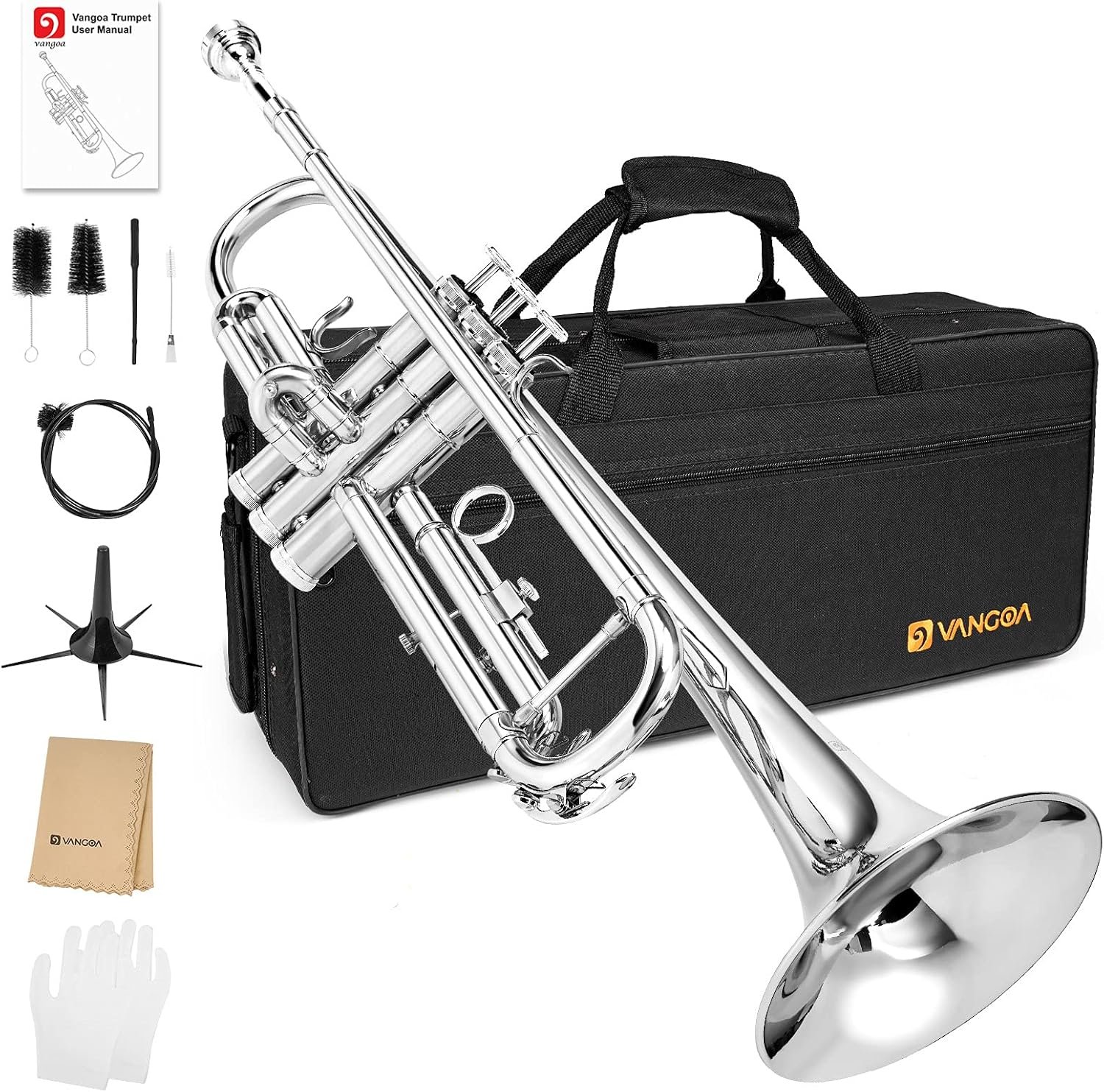 Trompette Sib Standard Set pour Débutant, Instrument de Trompette Étudiant en Laiton pour étudiants Débutants Adulte