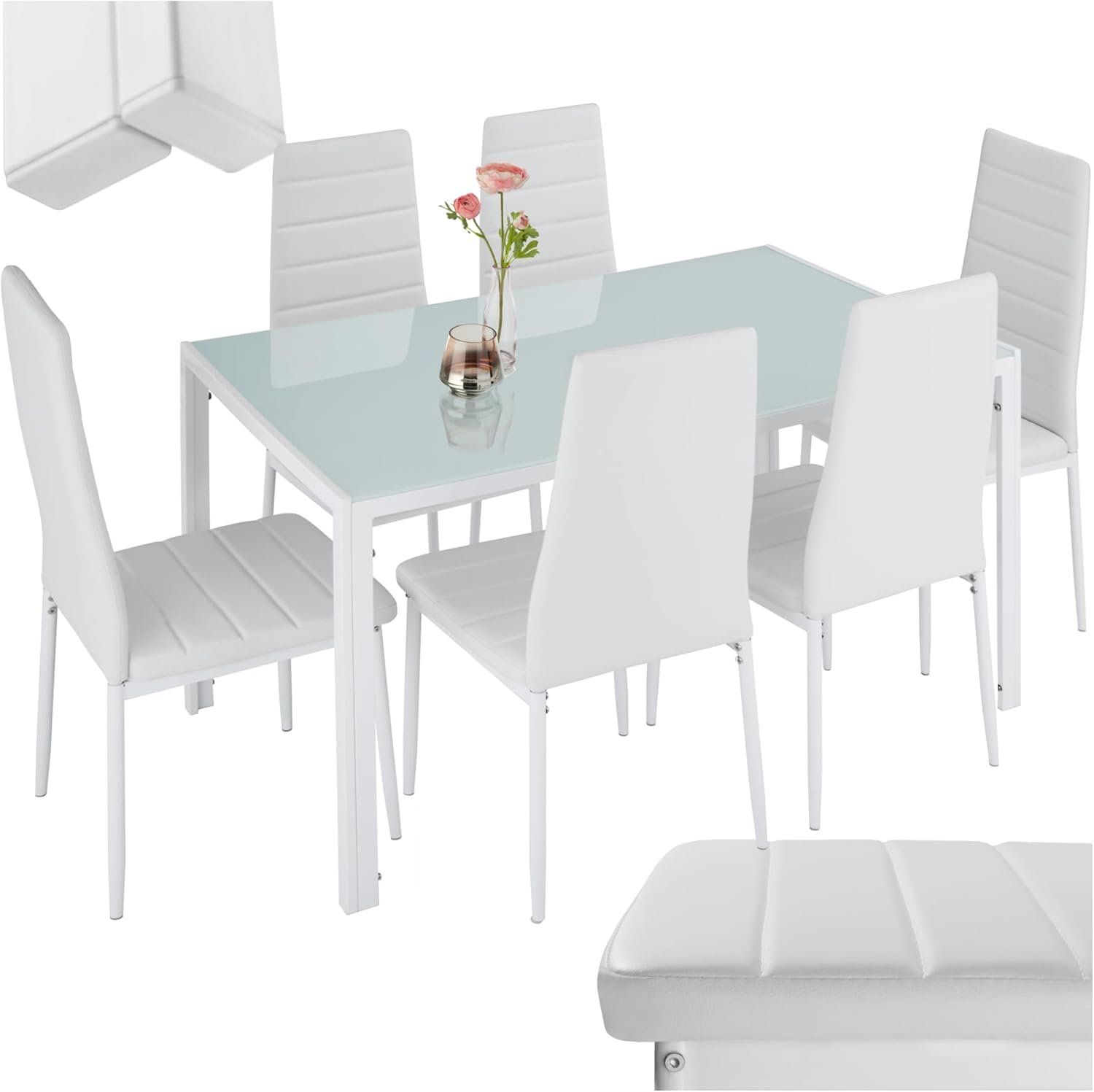 Ensemble Table à Manger avec 6 chaises de Salle à Manger en Cuir synthétique