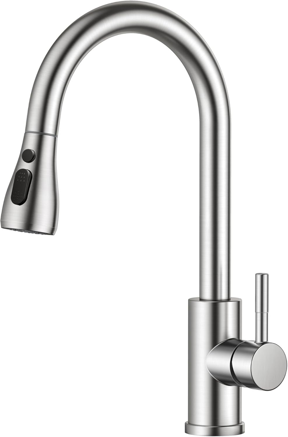 Robinet Cuisine, Mitigeur Cuisine, Pivotant à 360° d'Évier à Arc Élevé Pulvérisateur Escamotable 2 Modes, Acier Inoxydable