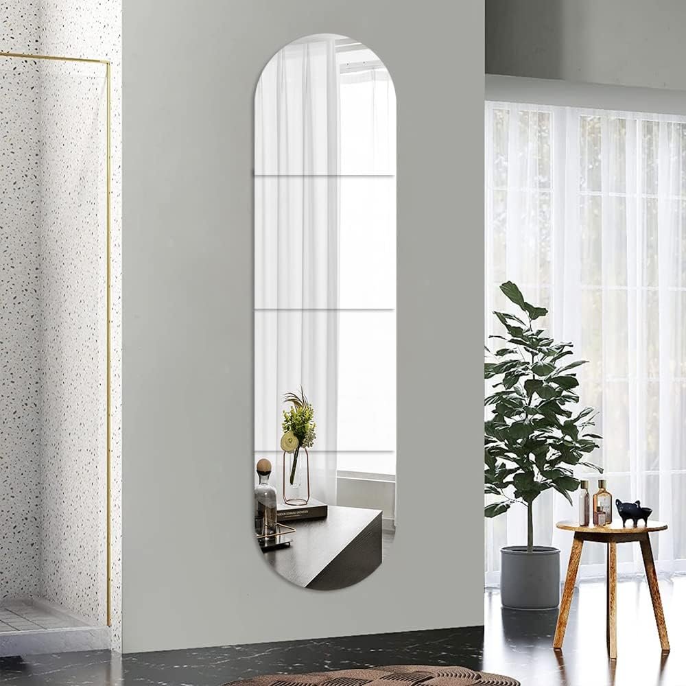 Grand miroir mural en 4 parties, en plexiglas acrylique, sans cadre pour mur, salle de sport, couloir, sol, 30,5 x 30,5 cm