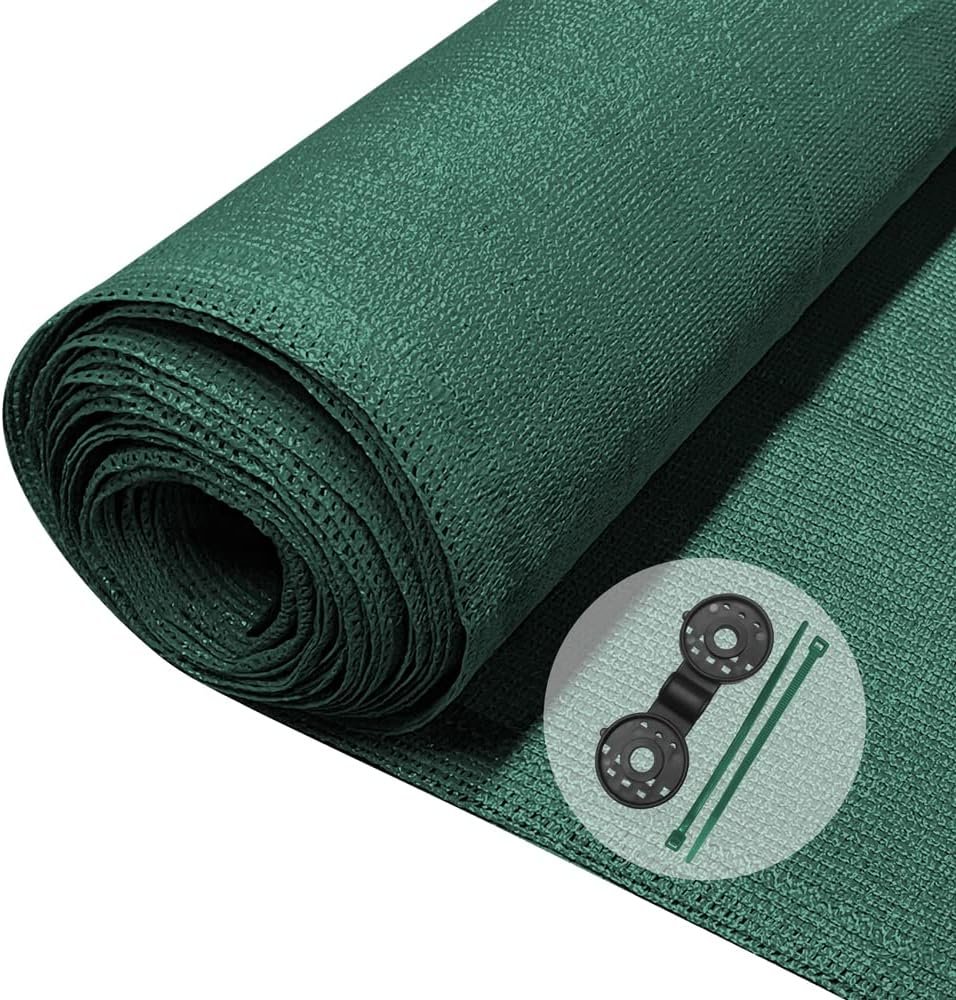 Brise Vue Occultant en HDPE 150g/m² avec Attaches et Clips de Fixation Protection Rayons UV Résistant aux Déchirures et au Vent Protection pour Jardin Balcon 1.5x10m Vert