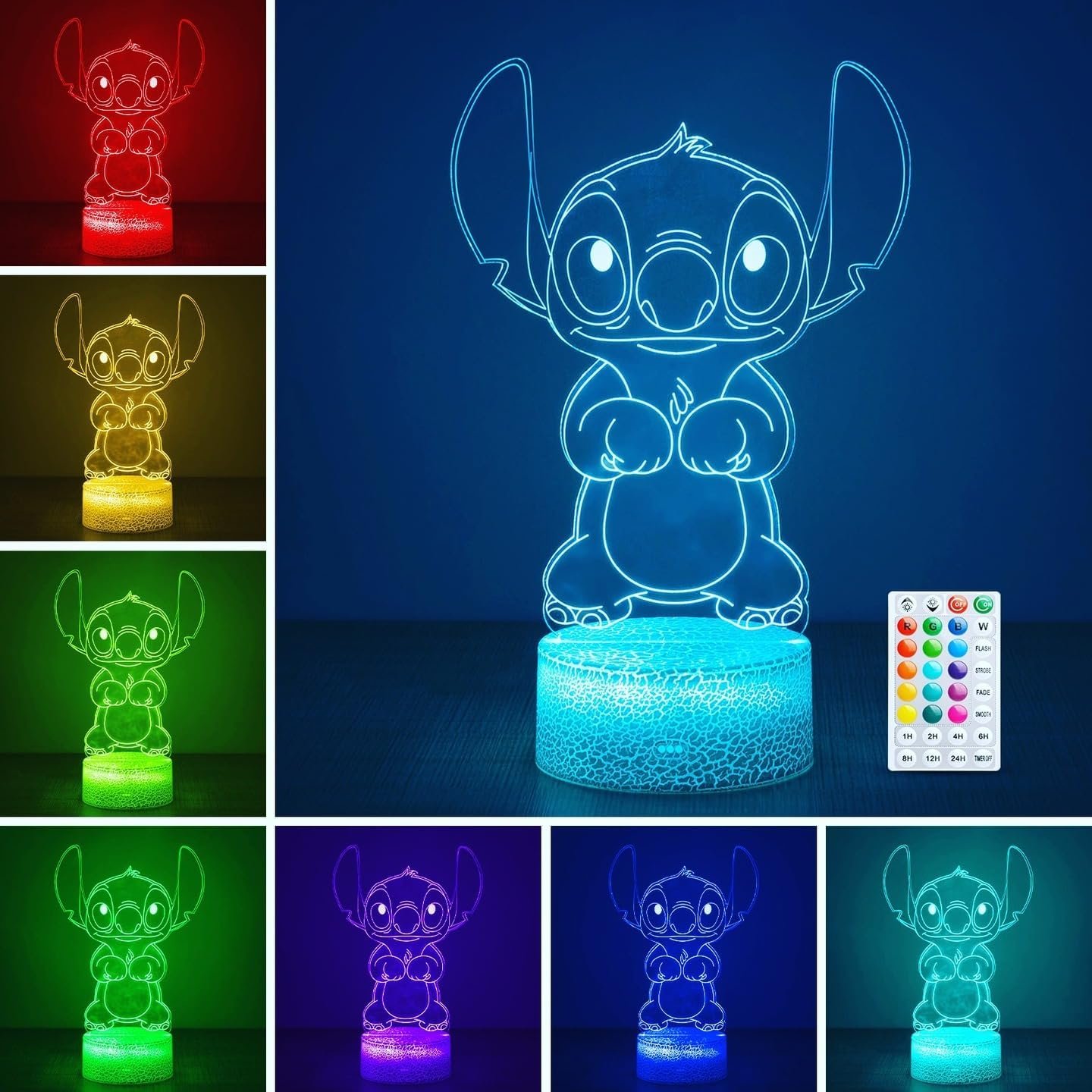 Lampe Stitch Veilleuse Enfant: 16 Couleurs LED